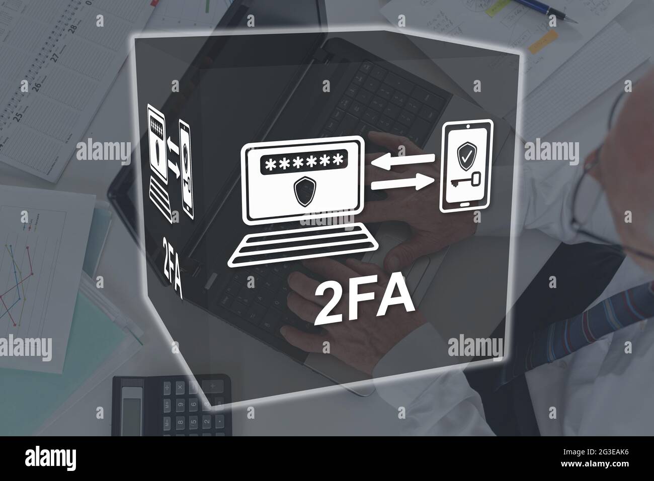 2fa concept illustrated by a picture on background Stock Photo
