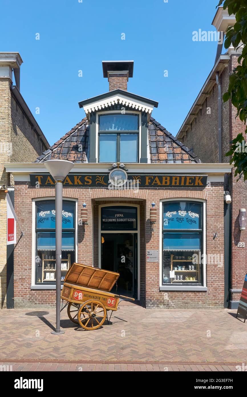 Tobacco, coffee and tea factory De Witte Os in Joure. In this store the foundation was laid for the well-known company Douwe Egberts. Stock Photo