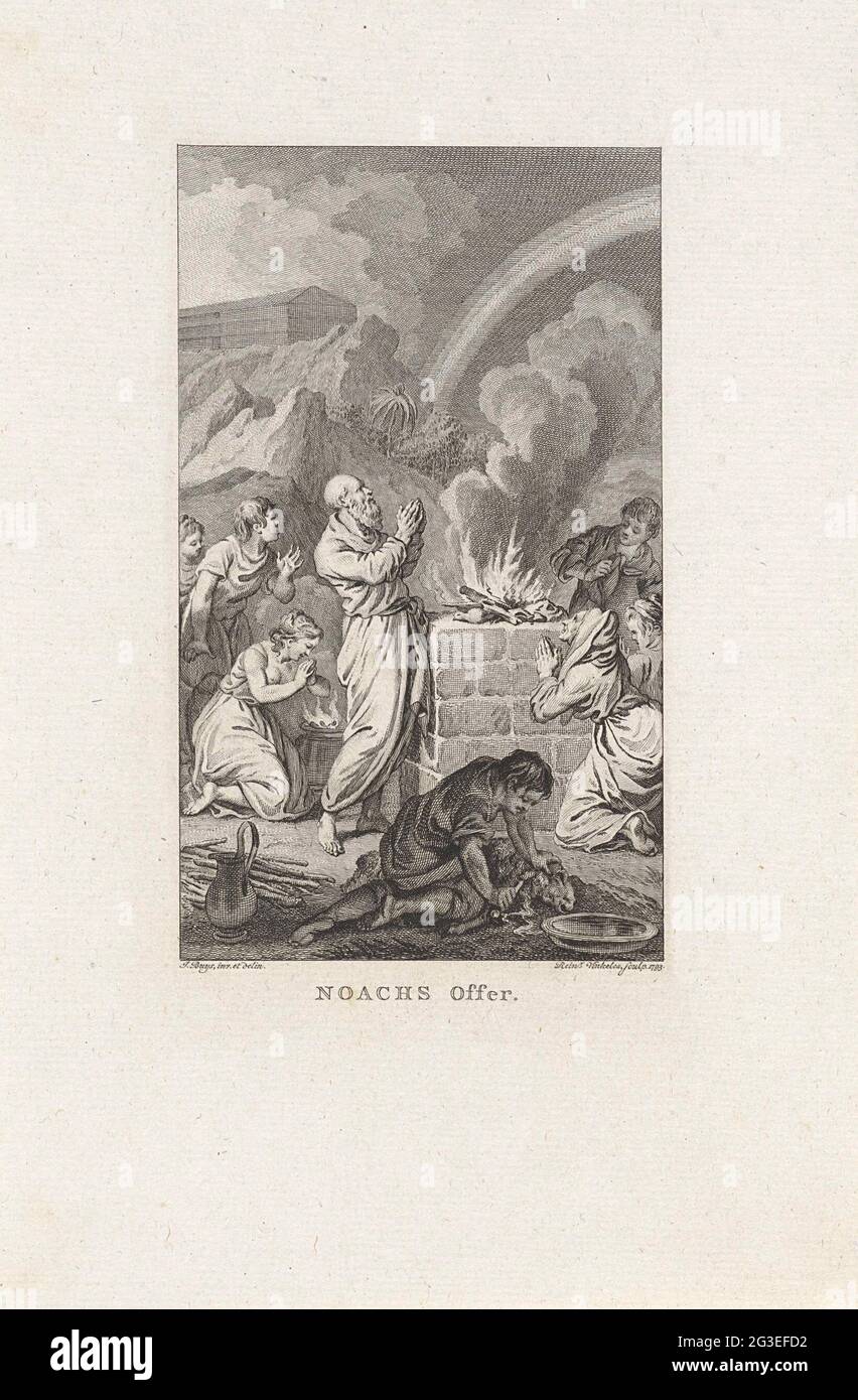 Sacrifice of Noah; Noah's sacrifice .. Noah and his family praying at ...