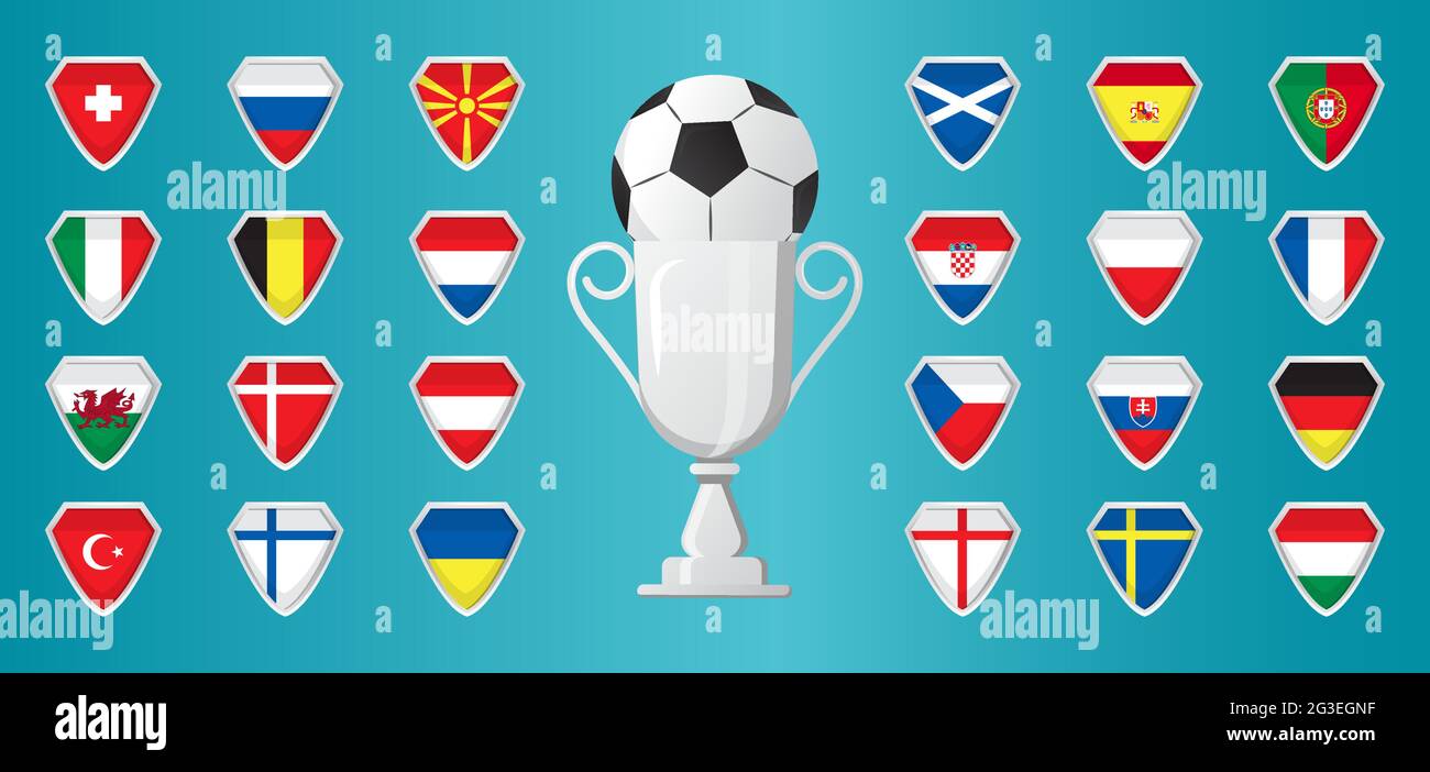 European football 2020, 2021 tournament final concept vector. Silver