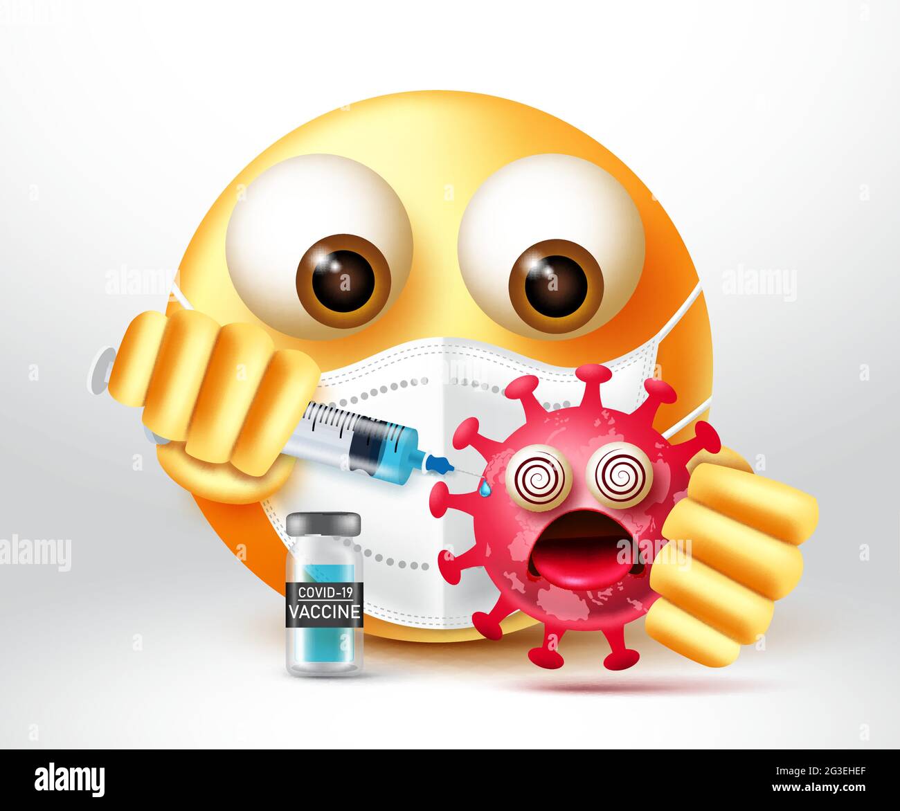 Emoji covid-19 vaccine vector design. Emoticons 3d character killing virus  by injecting vaccine for pandemic vaccination campaign emojis character  Stock Vector Image & Art - Alamy