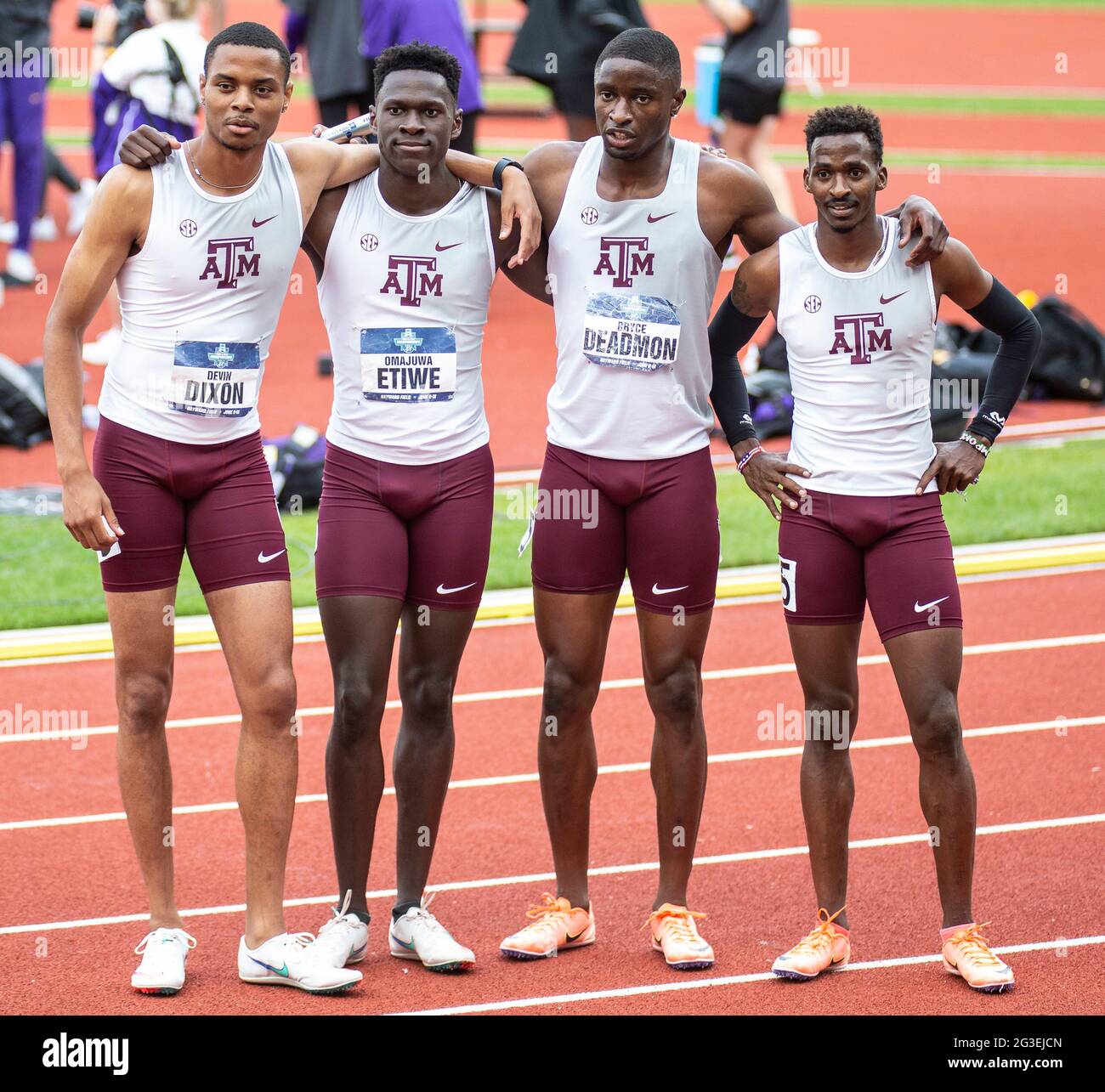 Eugene, OR U.S. 11th June, 2021. A. Texas A&M finish 3rd in the 4x400m