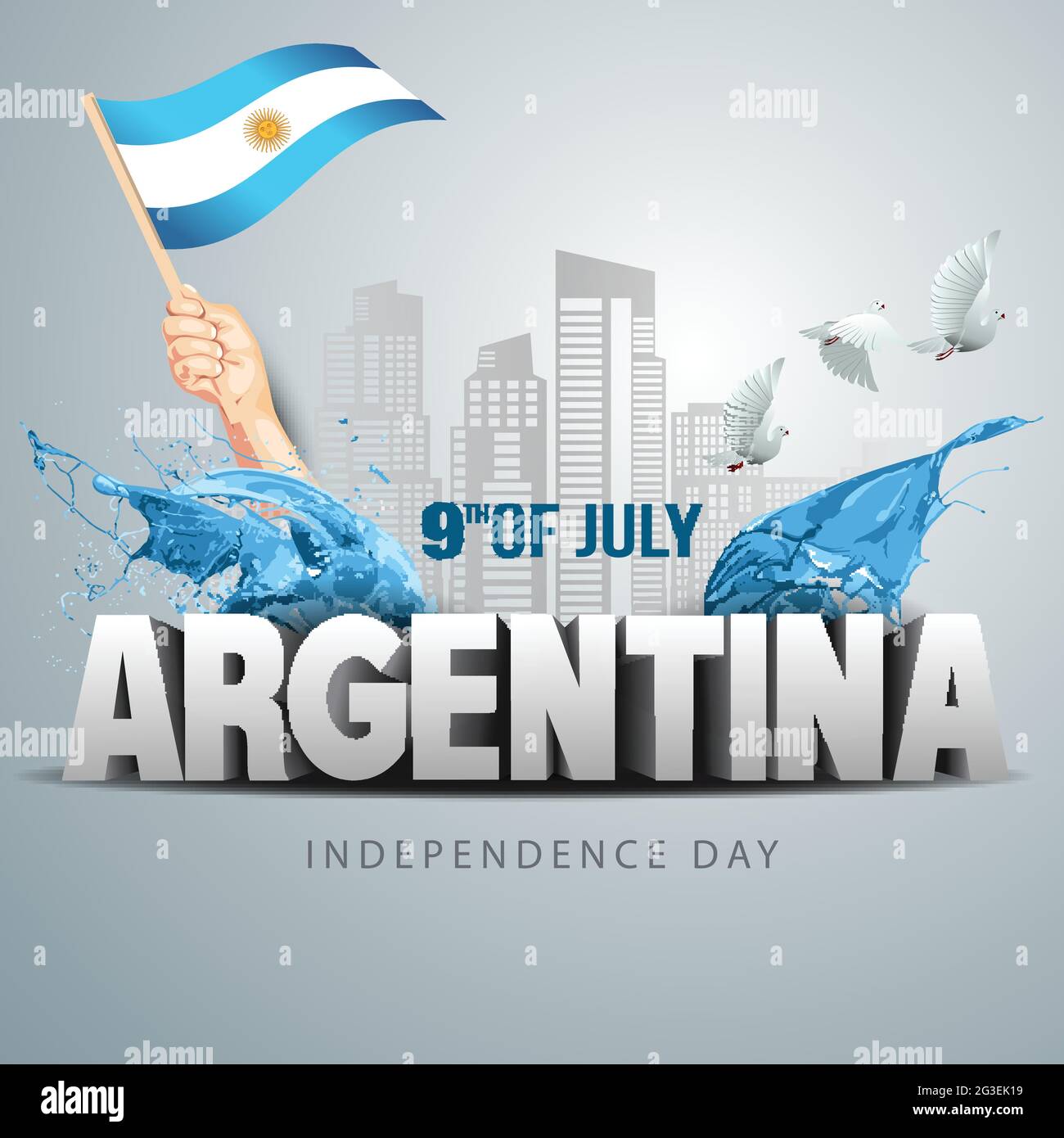 happy independence day Argentina 9th of July. vector illustration of Argentina flag and 3d letter. poster, banner , template design Stock Vector