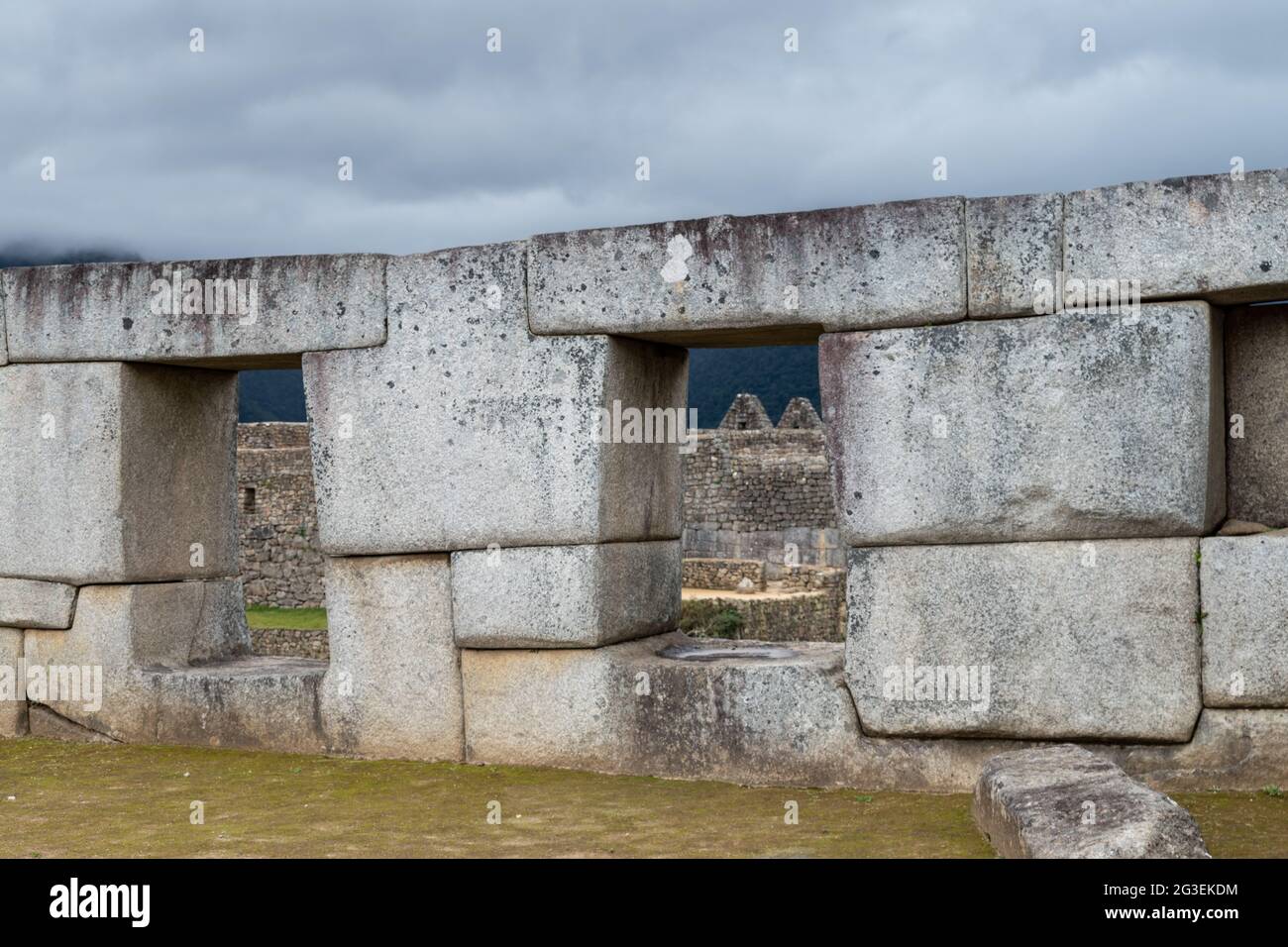 Temple of the three windows, Machu Picchu archaeological complex, Sacred Valley, Peru Stock Photo