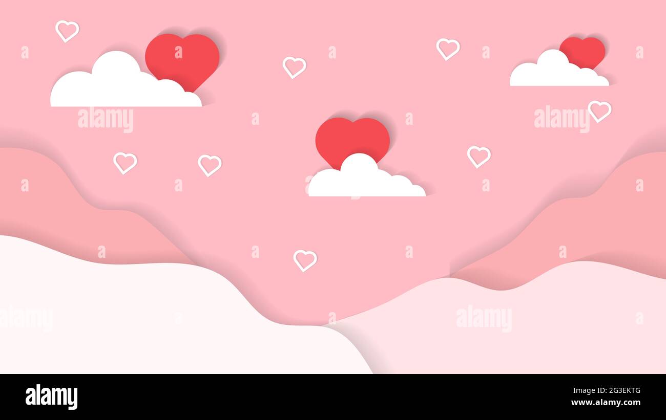 beauty valentine's day wallpaper in paper style premium Vector illustration Stock Vector