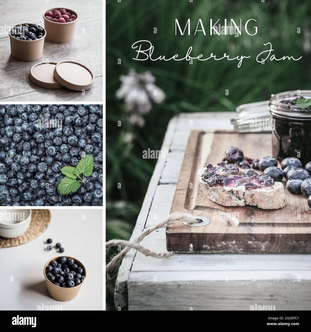 Making Blueberry Jam. Collection of four images. Instagram post, mood ...