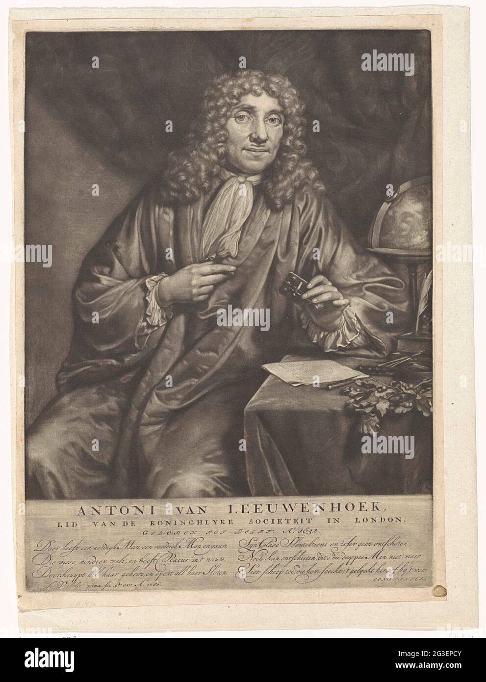 Portrait of anthony van leeuwenhoek. The trading man and scientist ...