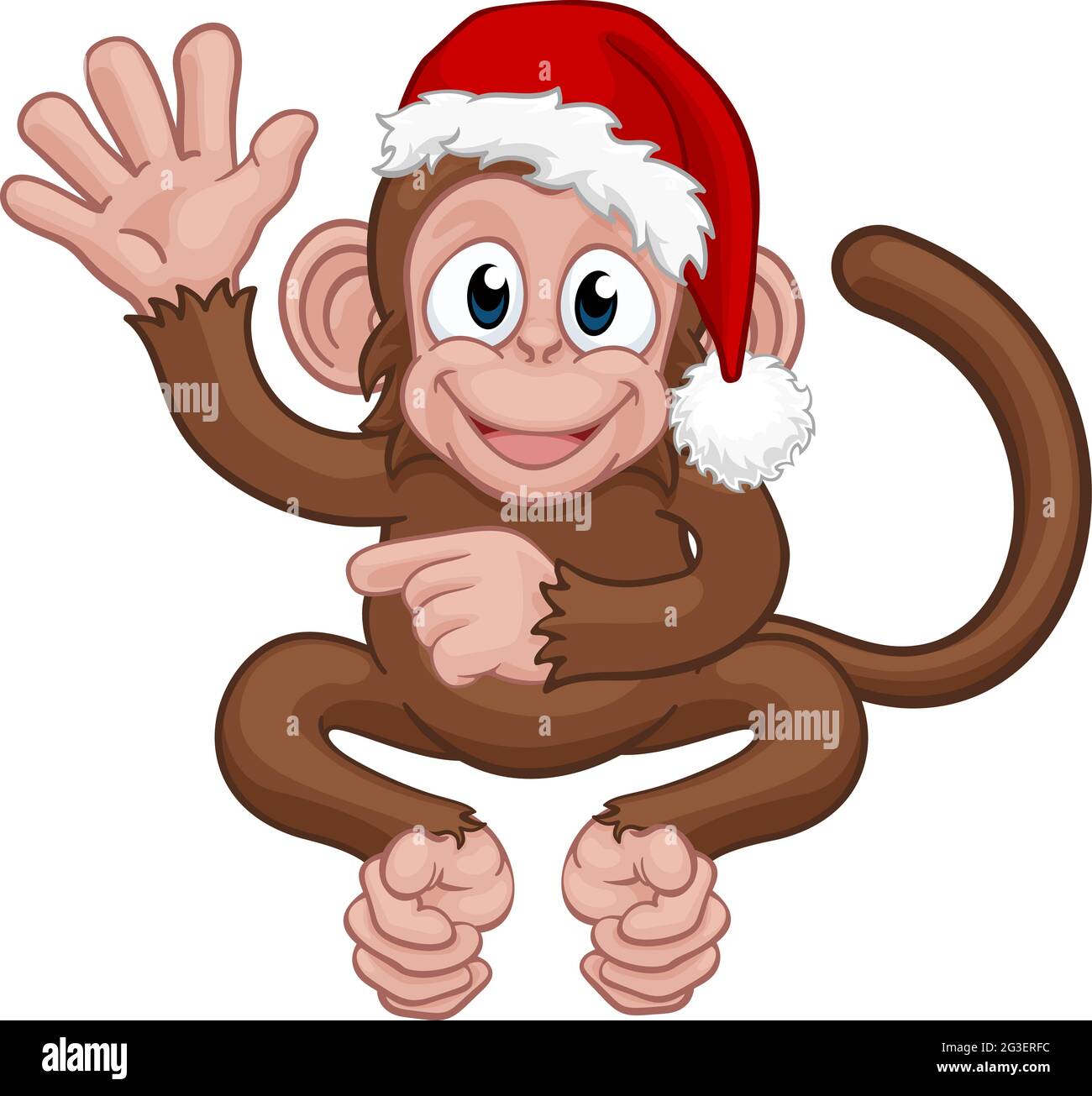 Christmas Monkey Cartoon Character in Santa Hat Stock Vector Image & Art -  Alamy