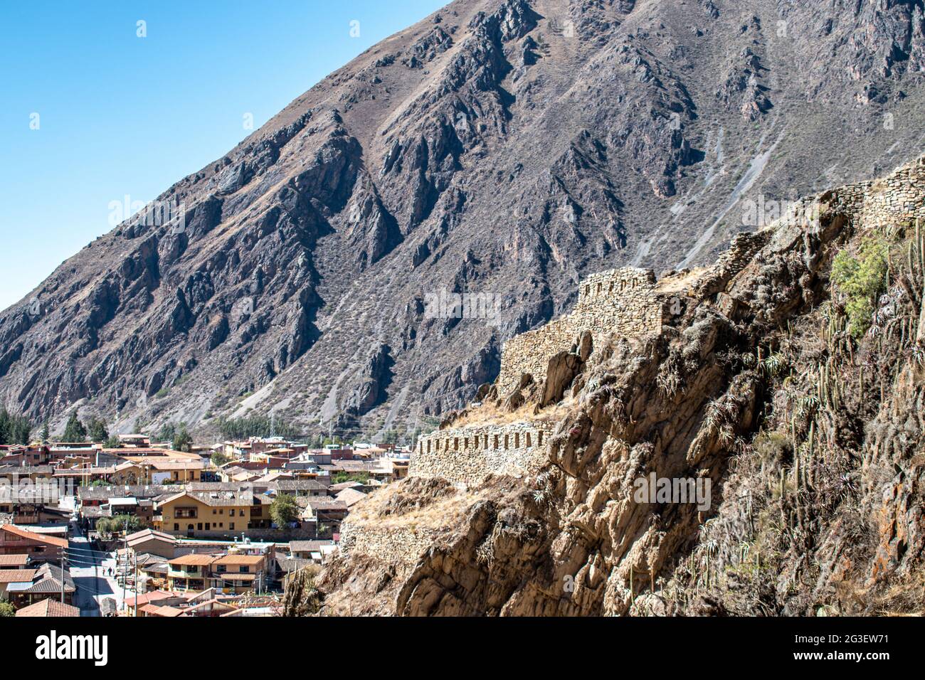 Ollantaytambo ruins archaeological site in Peru's Sacred Valley Stock Photo