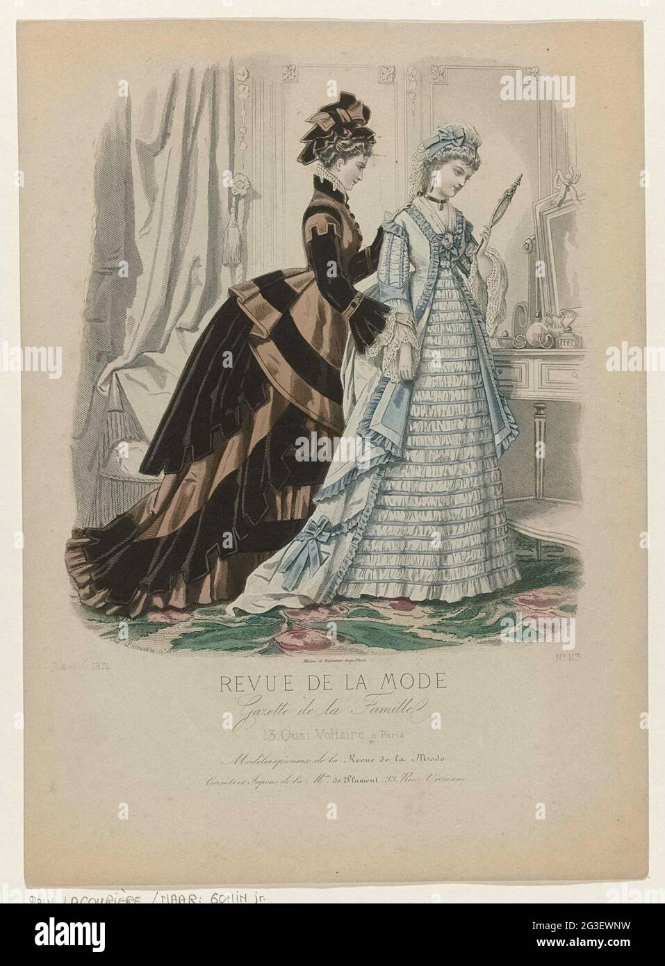 REVUE DE LA MODE 印刷物 1875 年 【商品番号③】 Revue de la fashion, Gazette de la Famille, 1874, 3rd Année, no