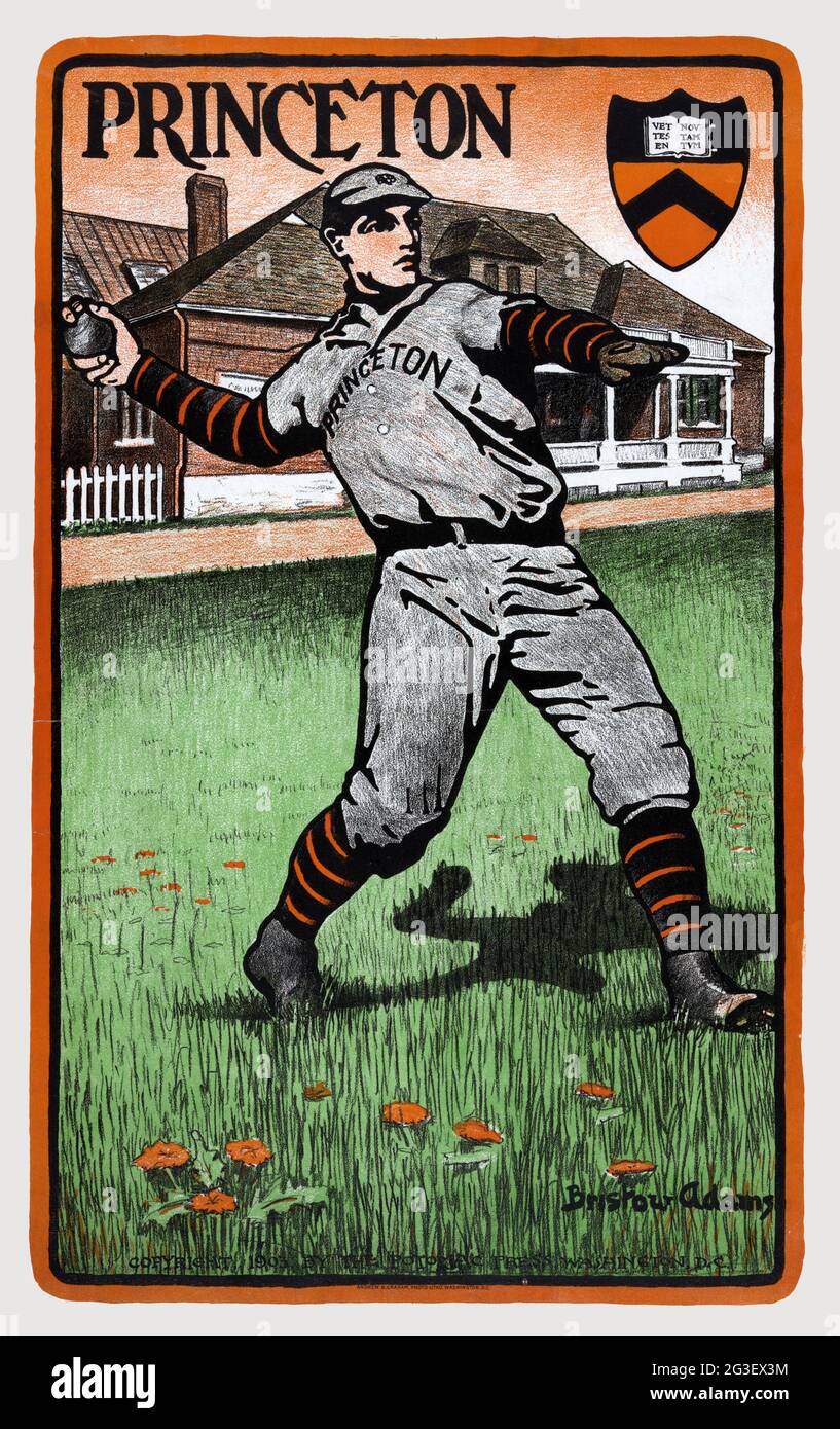 Princeton Baseball player illustration 1903 Stock Photo Alamy