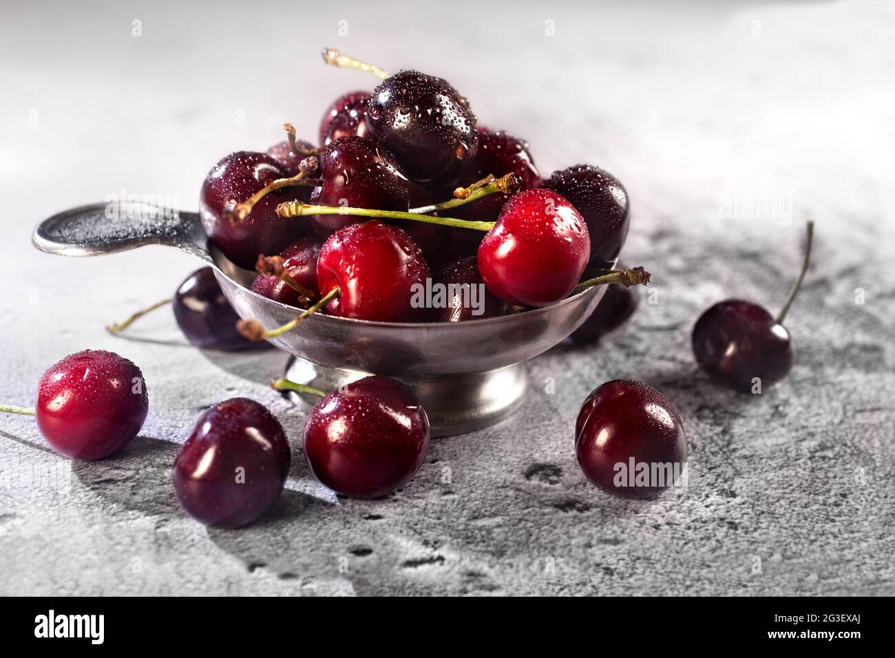 Organic red cherries Stock Photo
