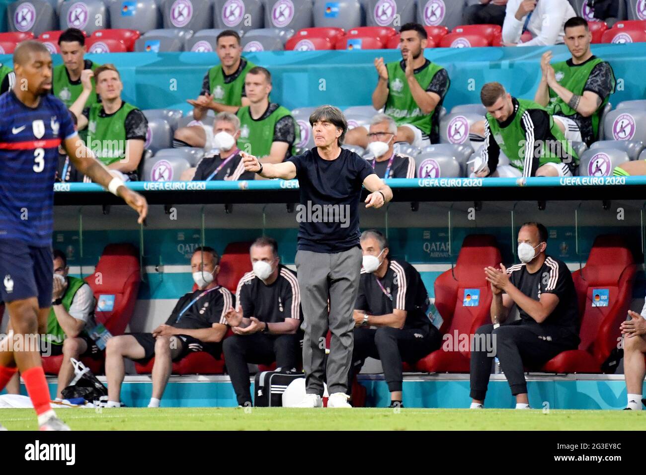 Muenchen/Germany, June 15, 2021, coach/federal coach Joachim 'Jogi' LOEW (Loew, GER) gesture, gesture, group stage, preliminary round group F, game M12, France (FRA) - Germany (GER), on June 15, 2021 in Muenchen/Germany. Football EM 2020 from 06/11/2021 to 07/11/2021. Â Stock Photo