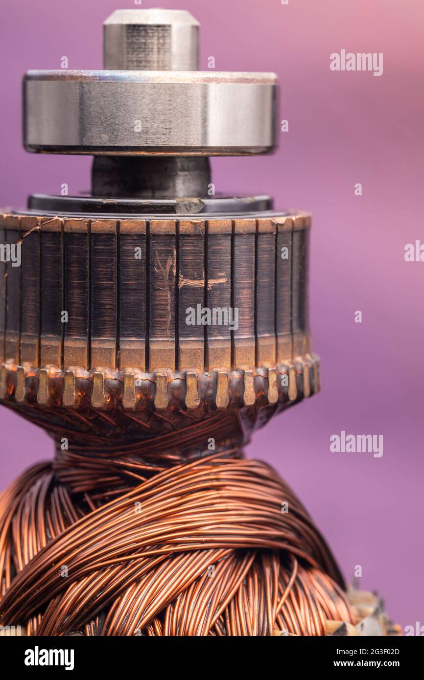 Copper commutator bar of the electric motor close up. Electric motor rotor  Stock Photo - Alamy