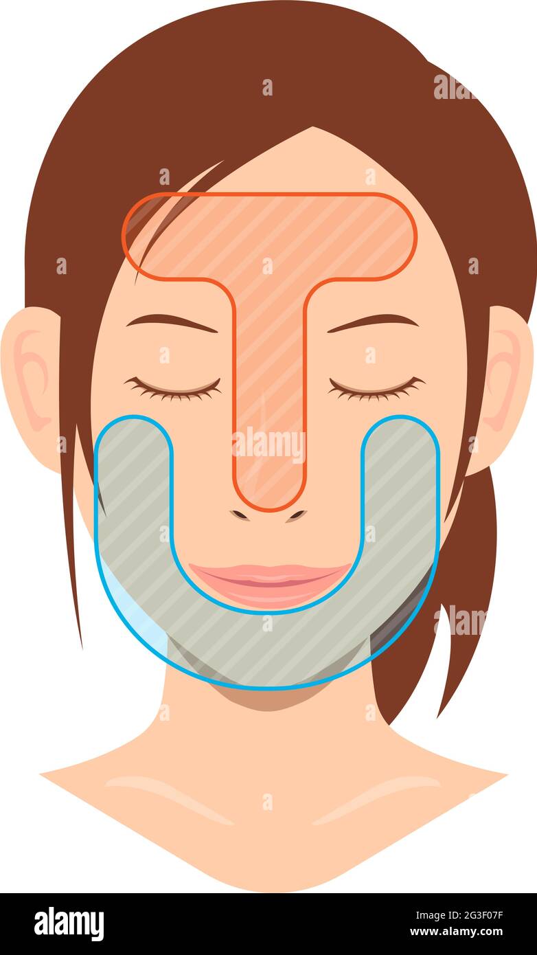 Vector Illustration Of T Zone And U Zone Of Female Face Stock Vector Image Art Alamy