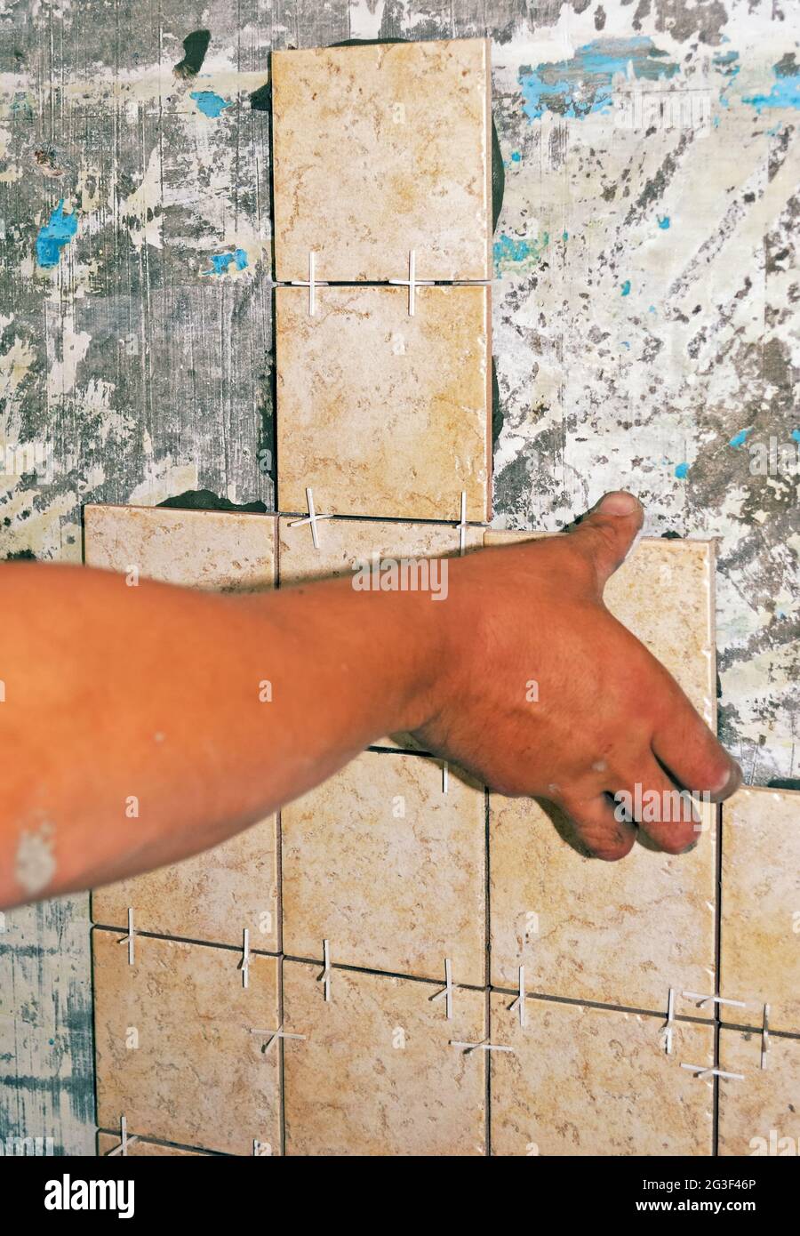 Installs ceramic  tiles Stock Photo