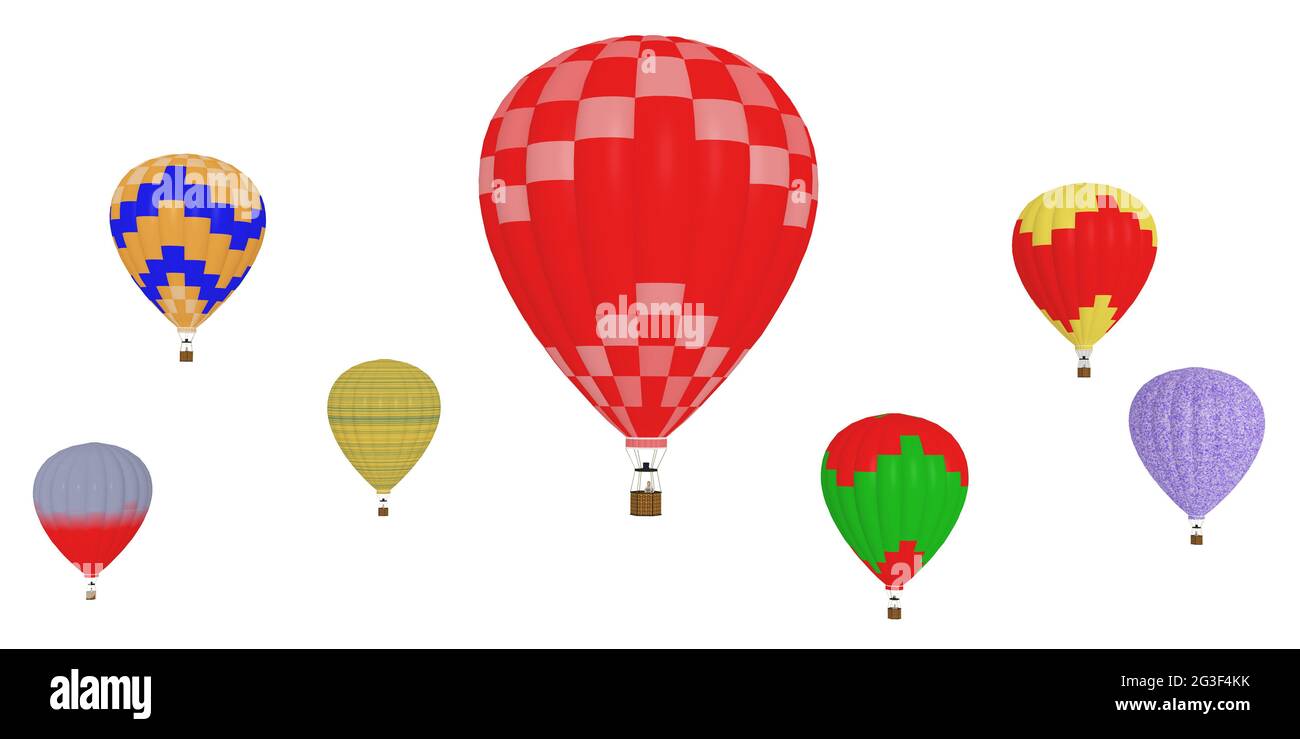 Hot air balloons isolated on white background Stock Photo - Alamy
