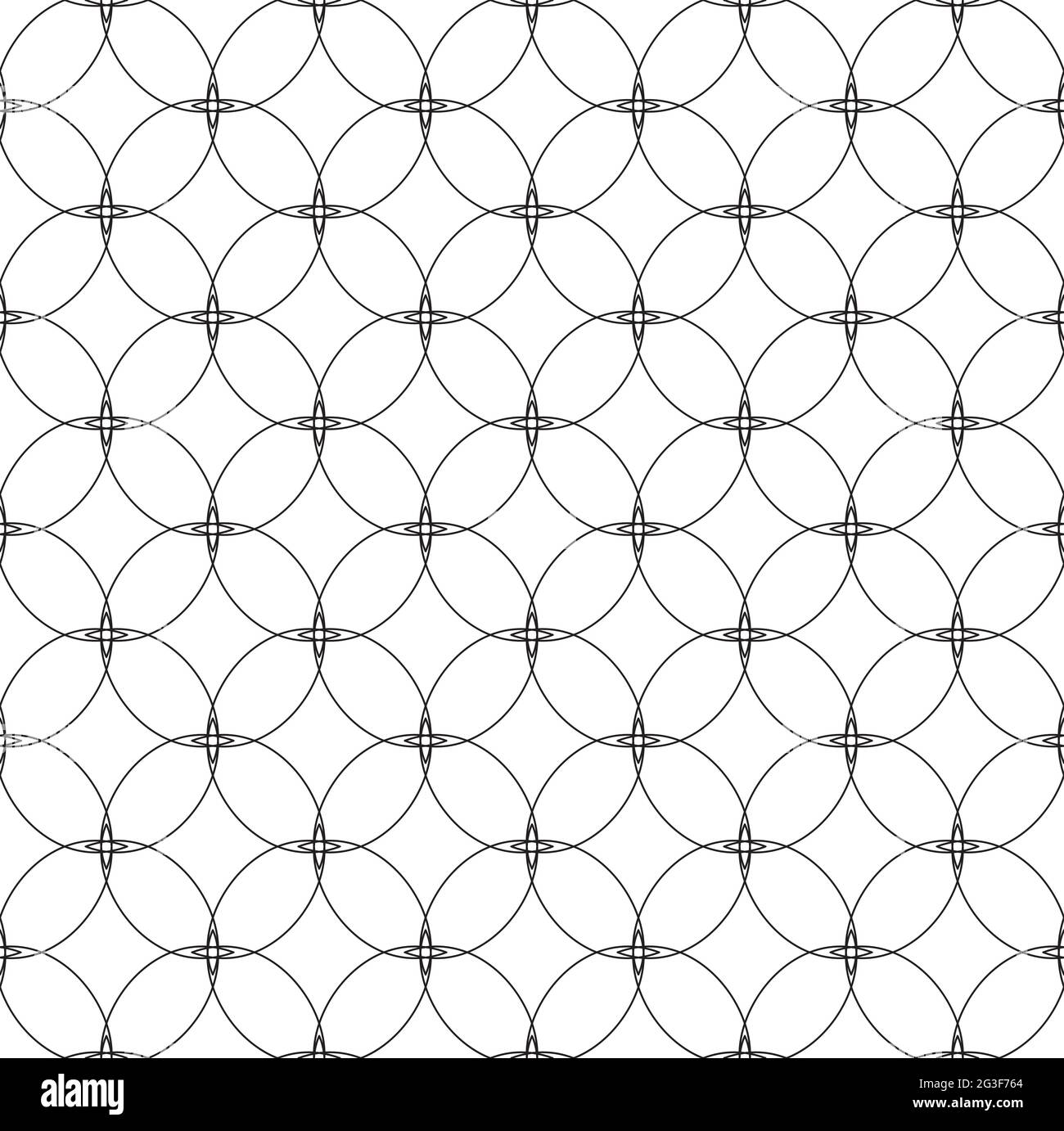 Seamless vector monochrome pattern of geometric shapes, lines, circles ...