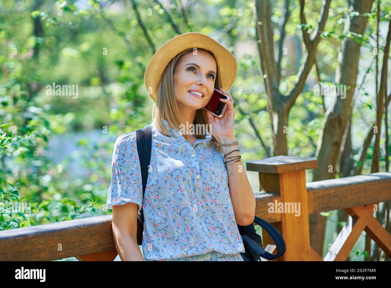 A nice and happy girl with smarfone Stock Photo