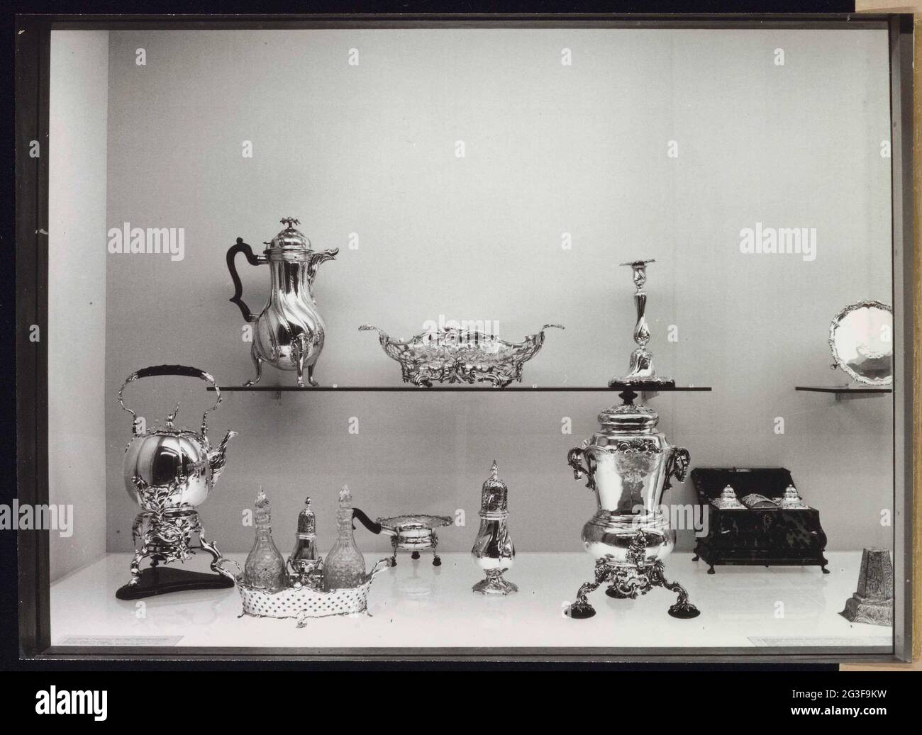 Showcase with objects of (noble) metal; Halls of crafts July 1962 Stock ...