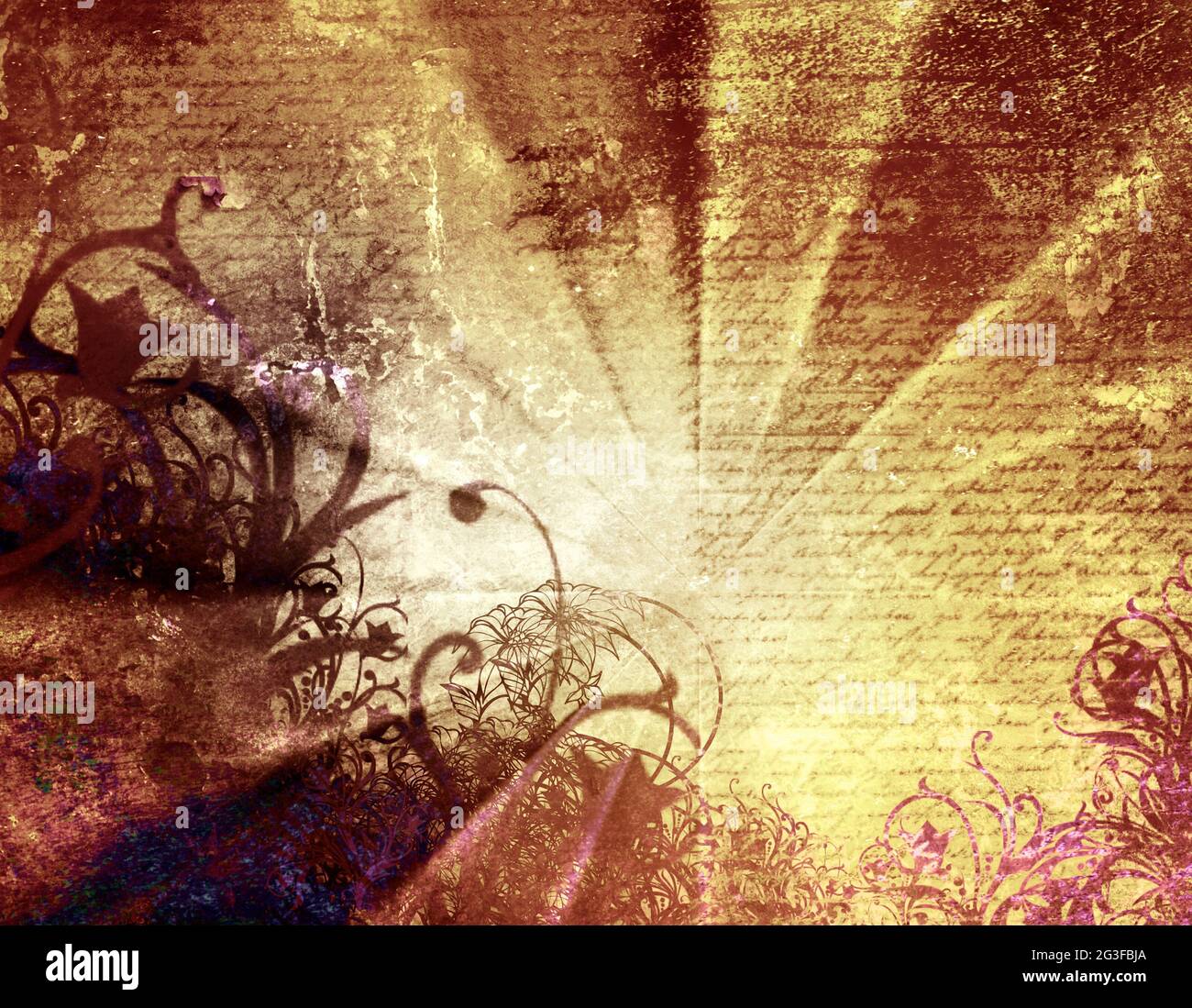 Grunge background with floral design Stock Photo - Alamy