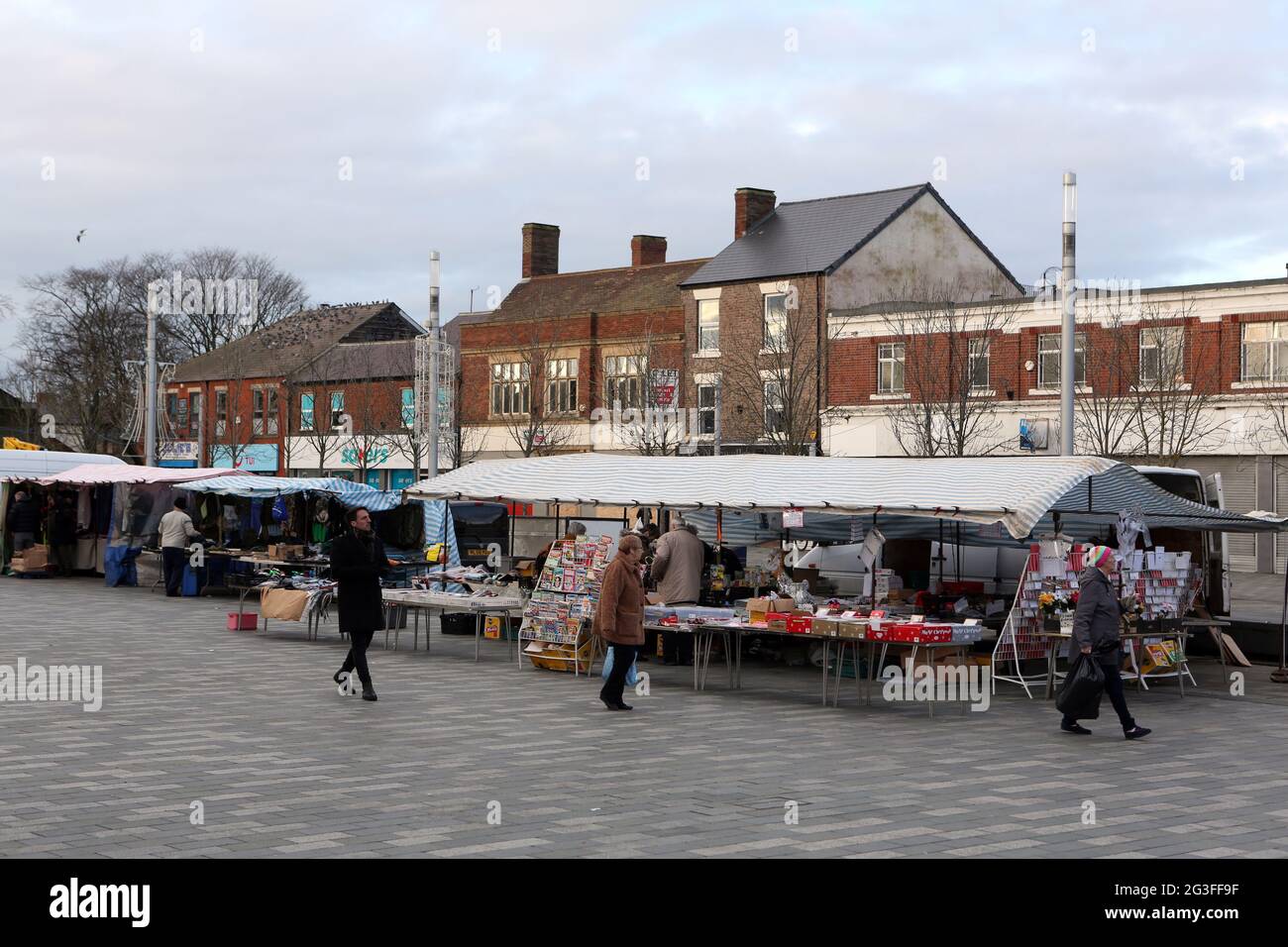 The Market Square in Blyth, Northumberland, a constituency which swung from Labour to Conservative in last nights General Election. Stock Photo