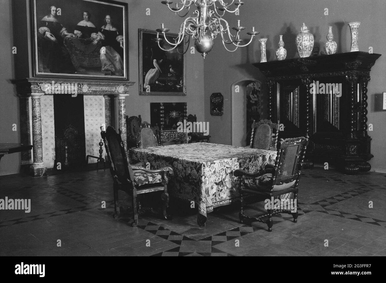 Including furniture and paintings Black and White Stock Photos & Images ...