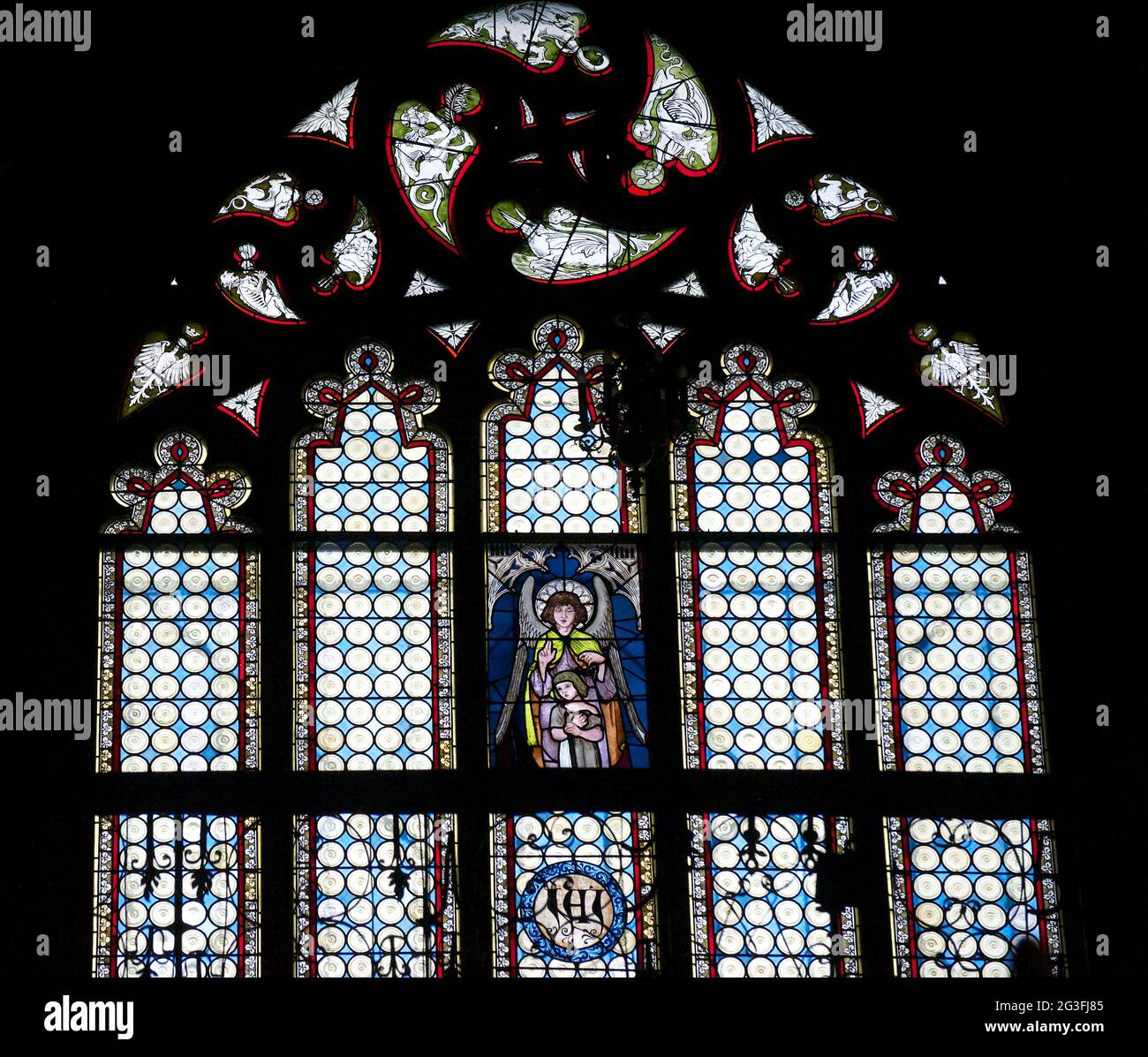 Stained-Glas window in St MaryÂ´s church Krakow Stock Photo
