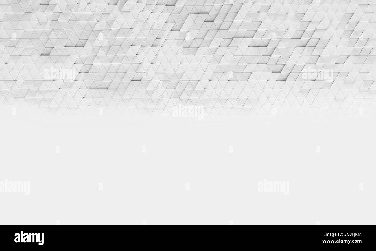Abstract shifted white triangles background wallpaper banner with design space for presentations. 3d rendering. Stock Photo