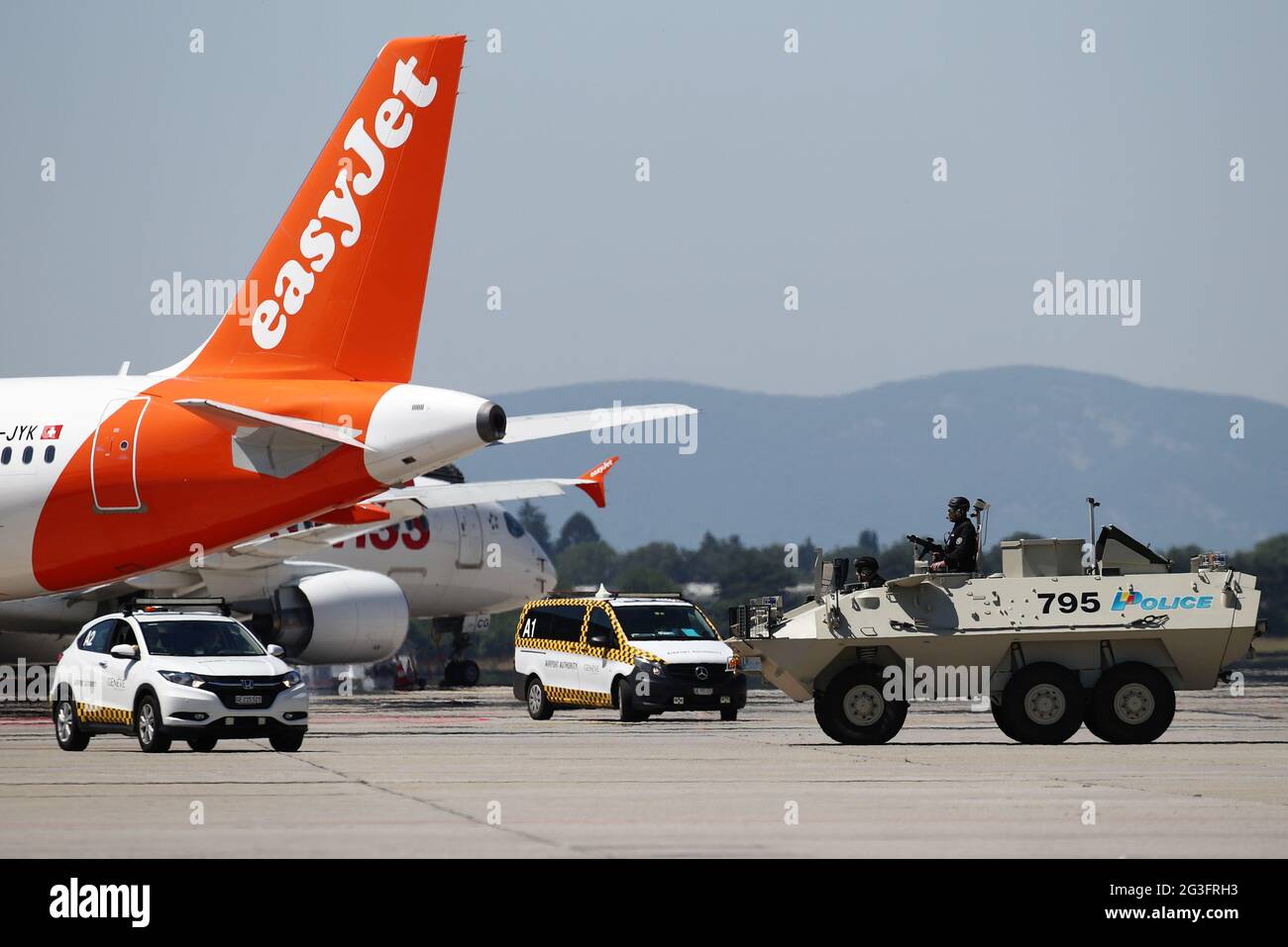 Geneva, Switzerland. 16th June, 2021. Police at Geneva Airport before the  arrival of Russia's President Vladimir Putin for a Russia-United States  summit. Credit: Sergei Bobylev/TASS/Alamy Live News Stock Photo - Alamy