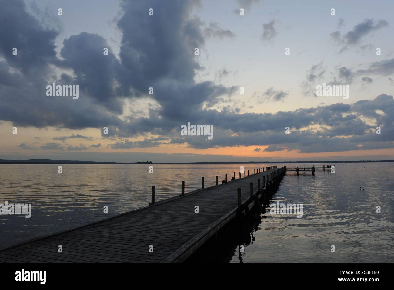 Sunset at Wilhelmstein,Steinhude am Meer. Stock Photo