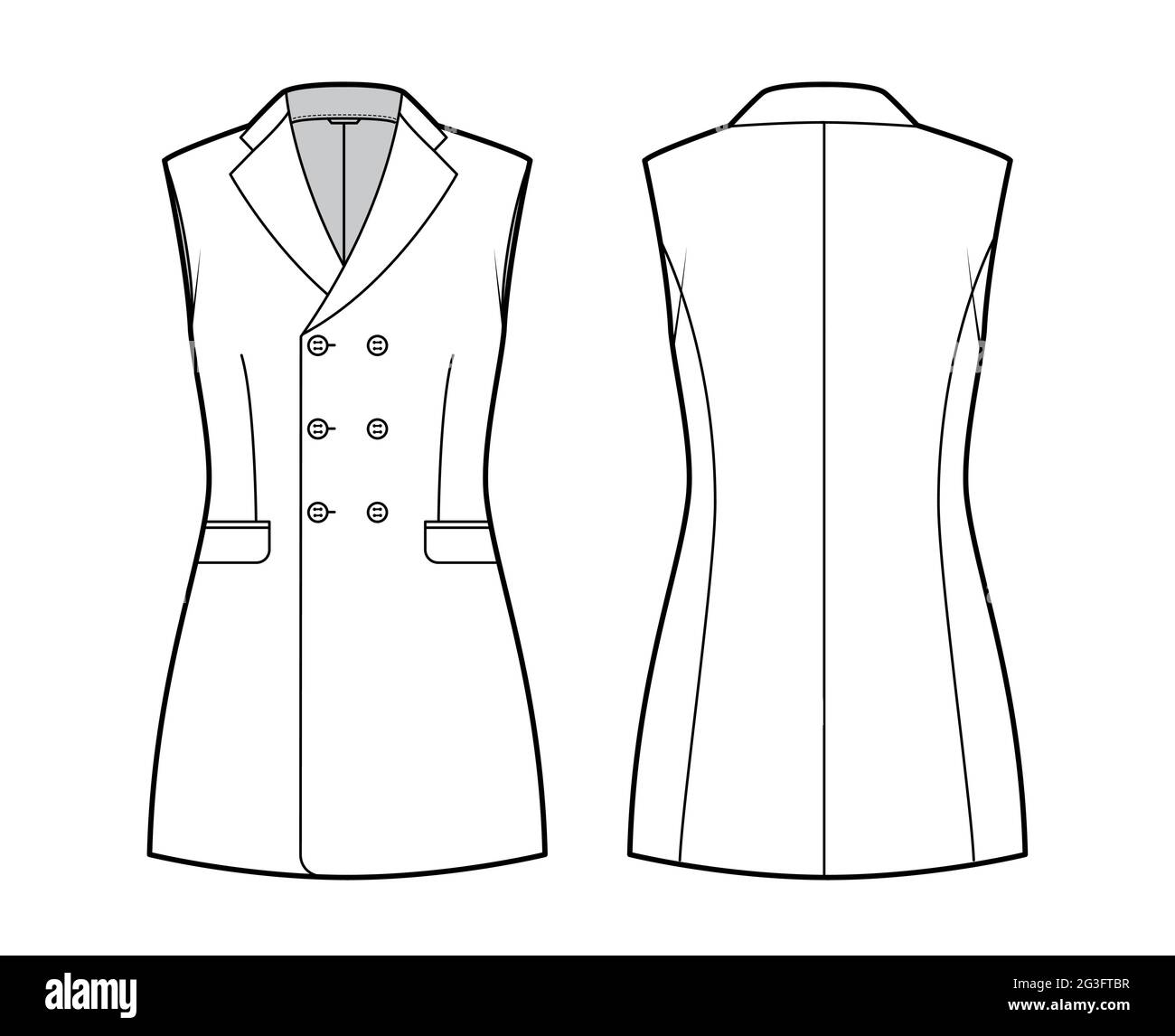 Sleeveless jacket lapelled vest waistcoat technical fashion ...