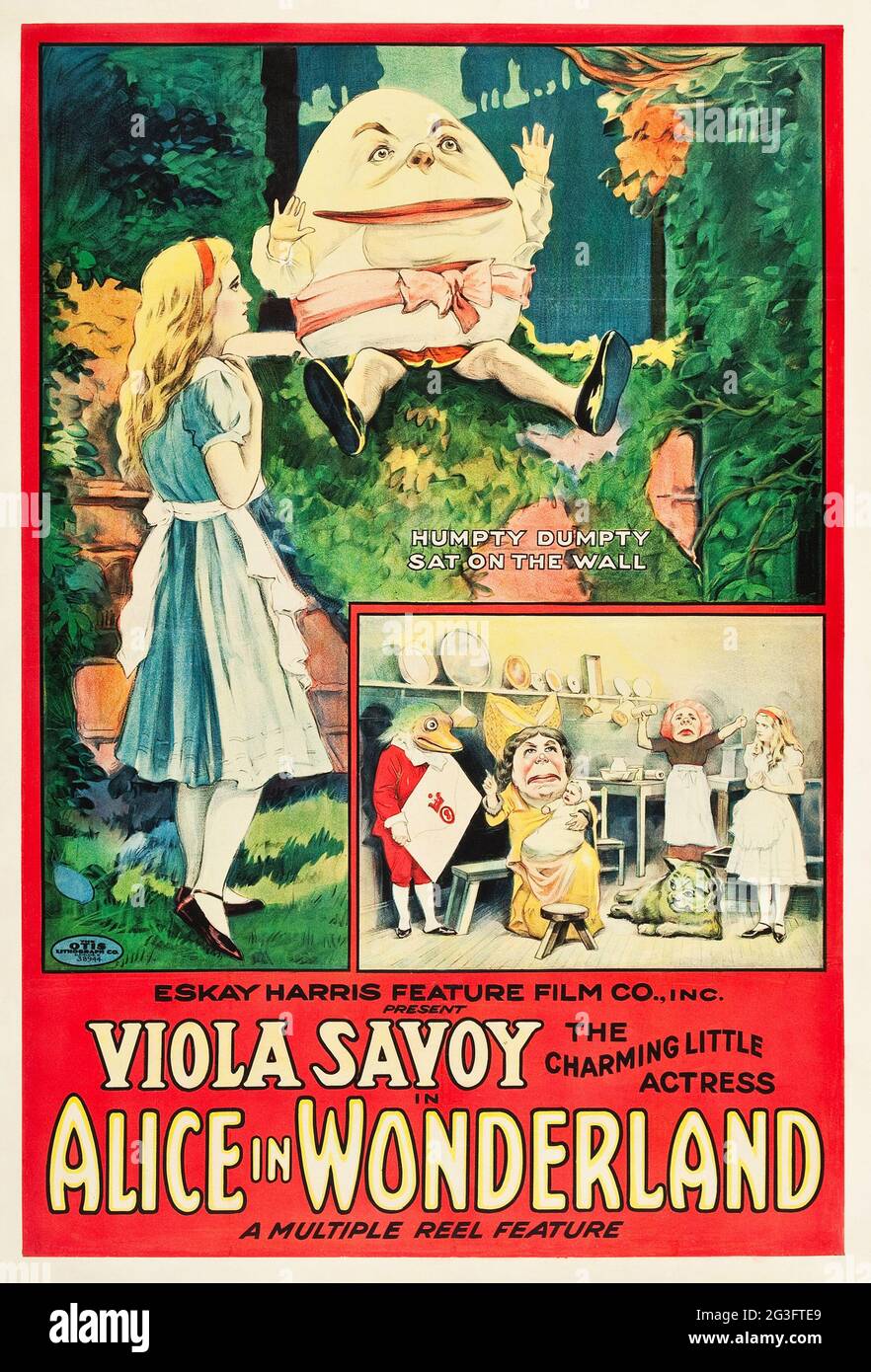 Movie poster Alice in Wonderland feat. Viola Savoy. 1915. Stock Photo