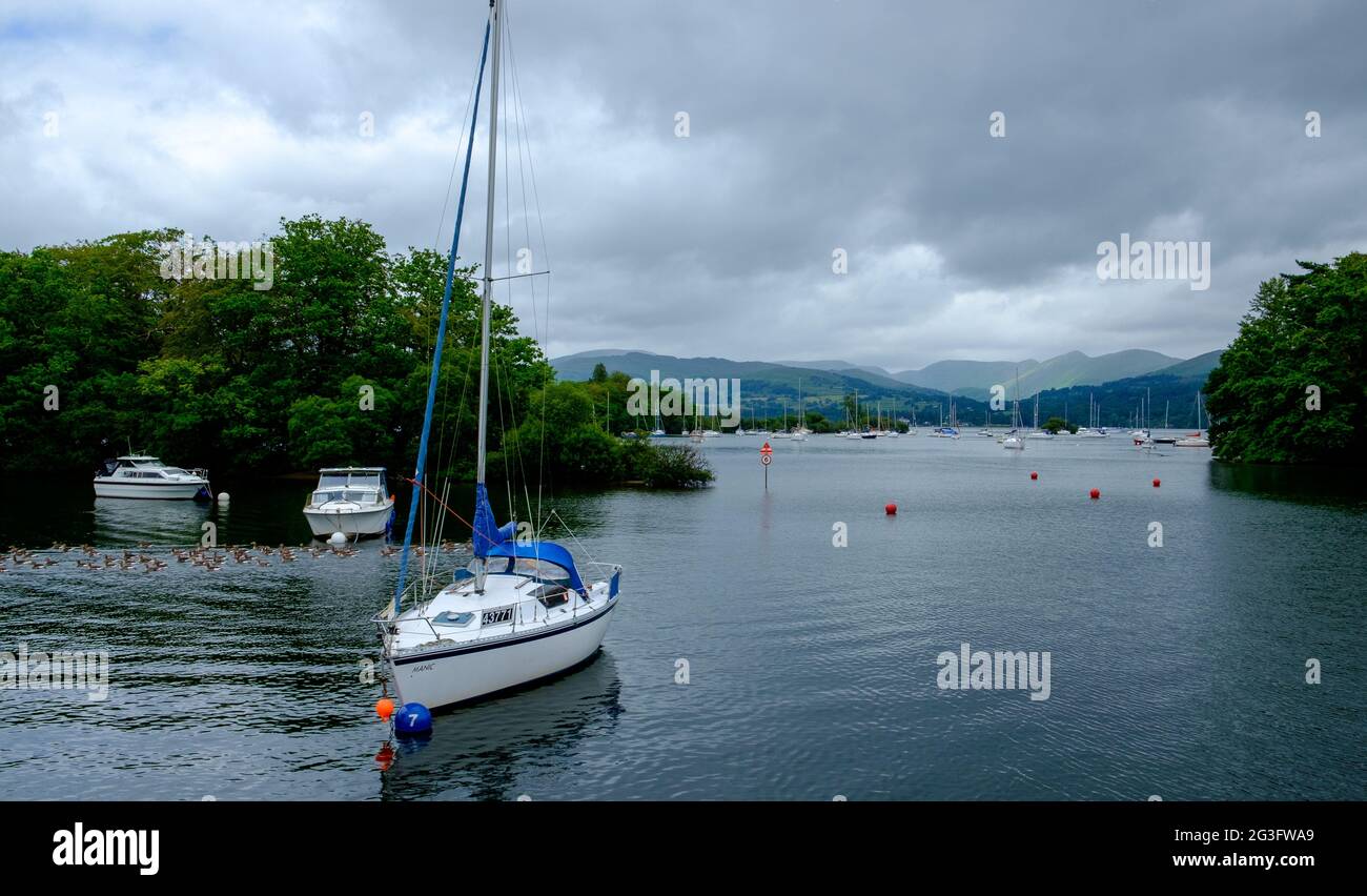 Scenery from Lake Windermere in the Lakes District, England, UK Stock Photo