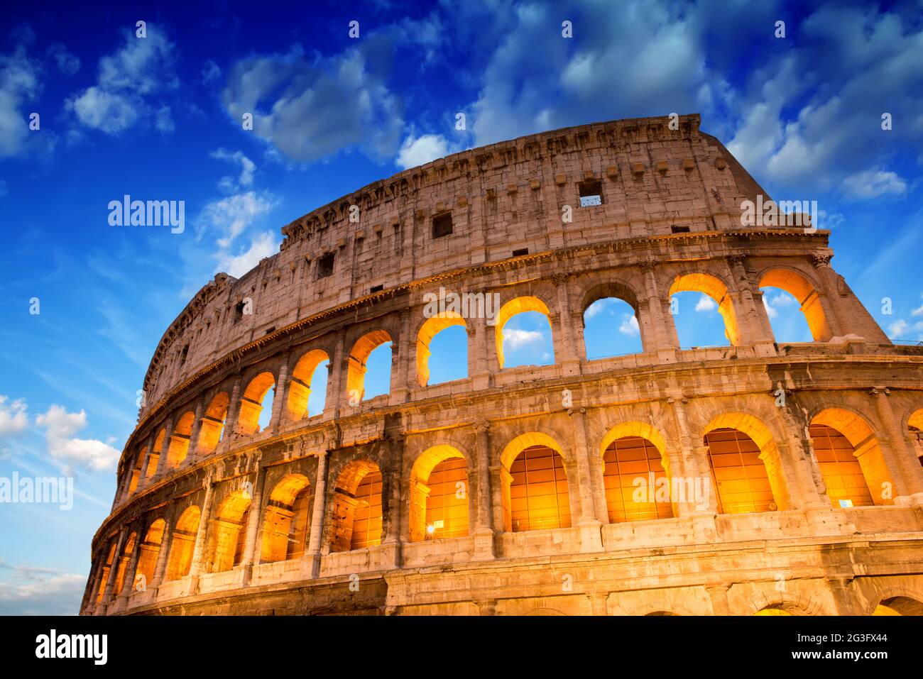 Beautiful dramatic sky over Colosseum in Rome Stock Photo - Alamy