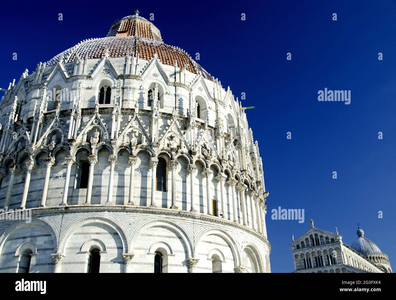 Piazza dei Miracoli in Pisa after a Snowstorm Stock Photo