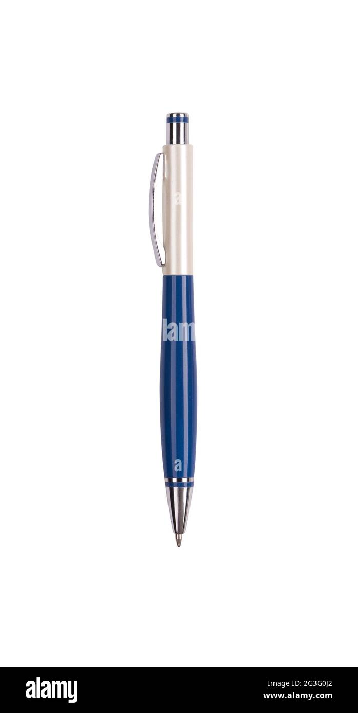 Blue pen isolated on white Stock Photo Alamy