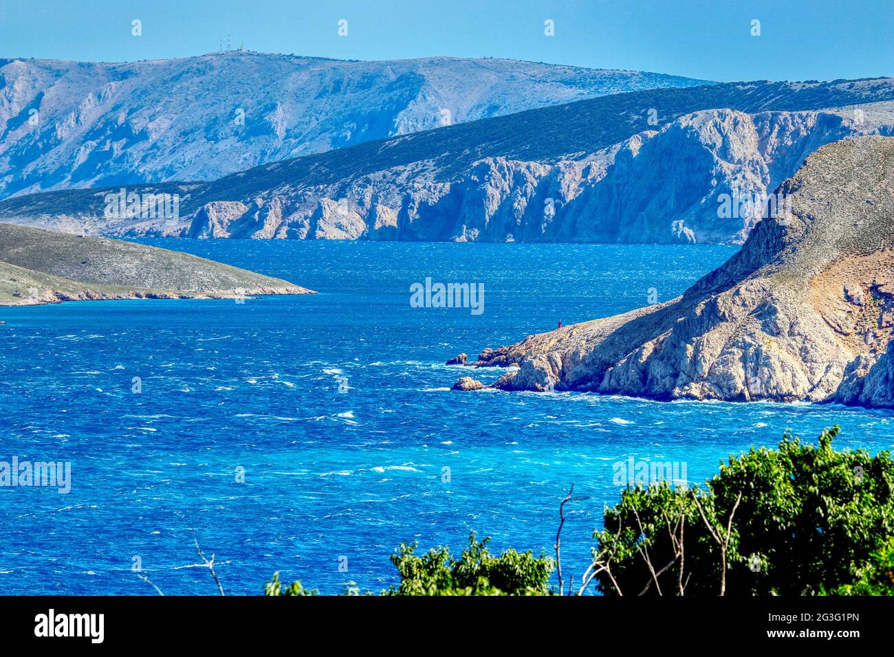scenic view of the adriatic sea with some islands Stock Photo