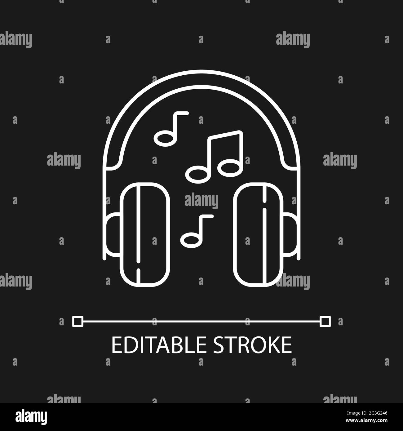 Listening to music white linear icon for dark theme Stock Vector Image ...