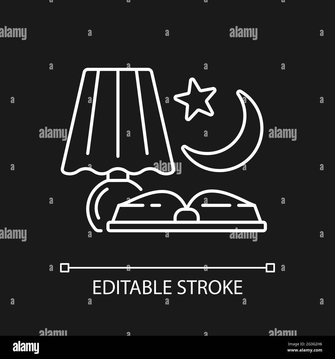 Evening reading white linear icon for dark theme Stock Vector