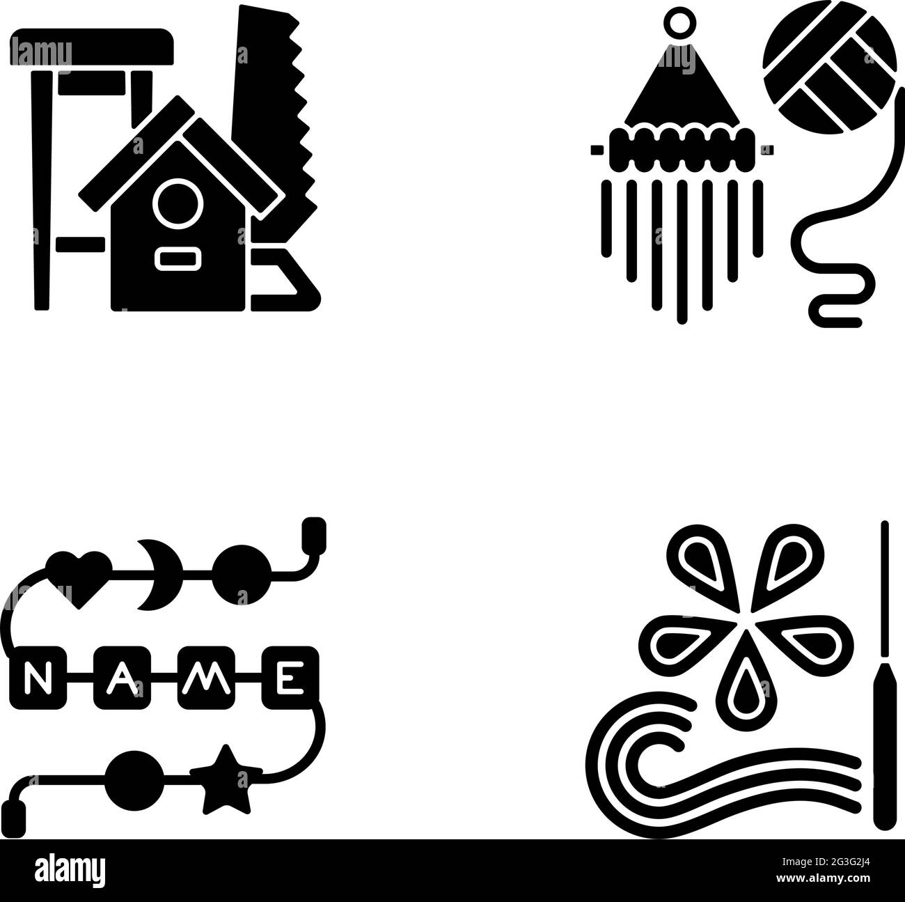Creative activities black glyph icons set on white space Stock Vector ...