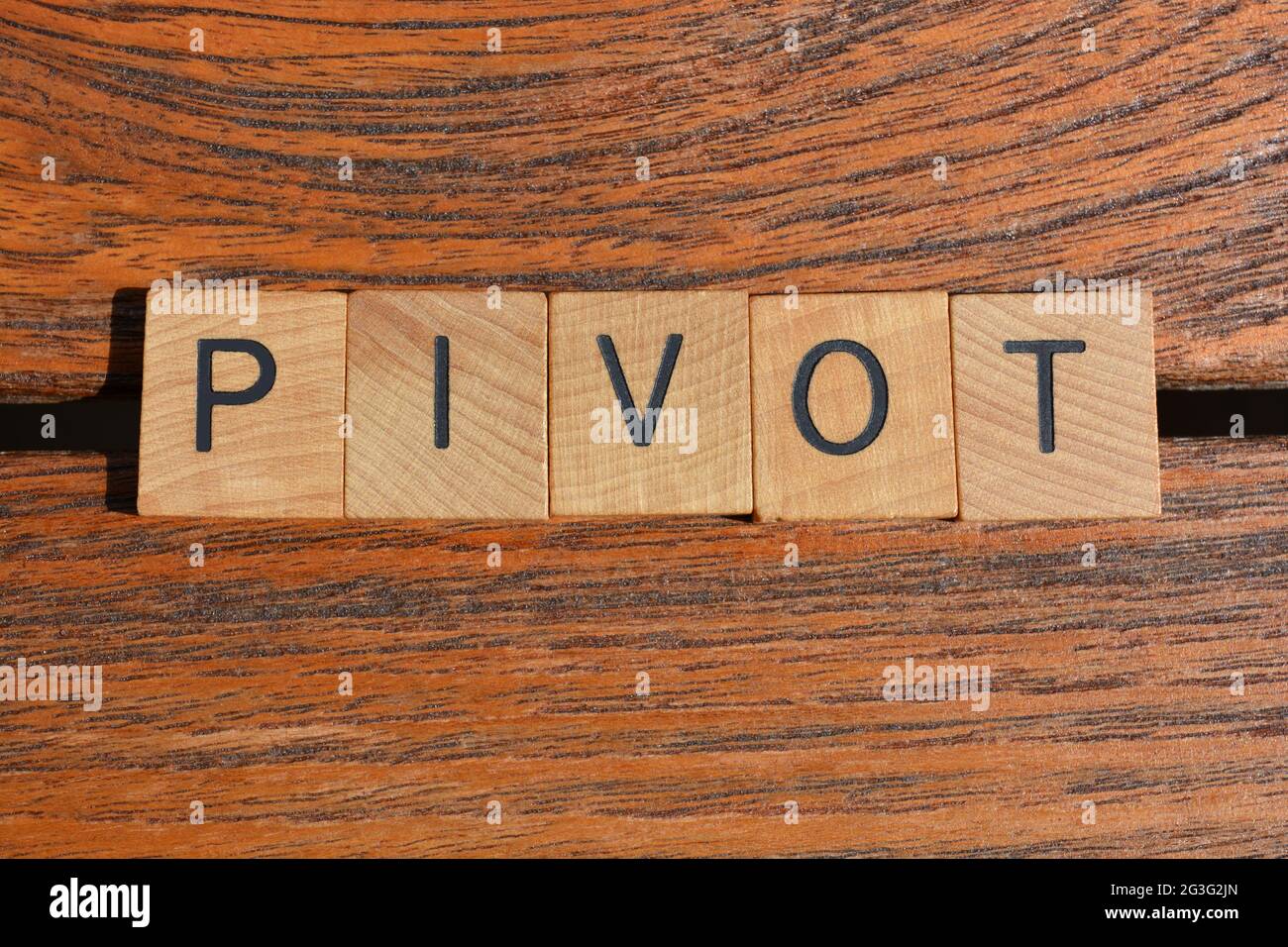 Pivot, business buzzword in wooden alphabet letters isolated on teak ...