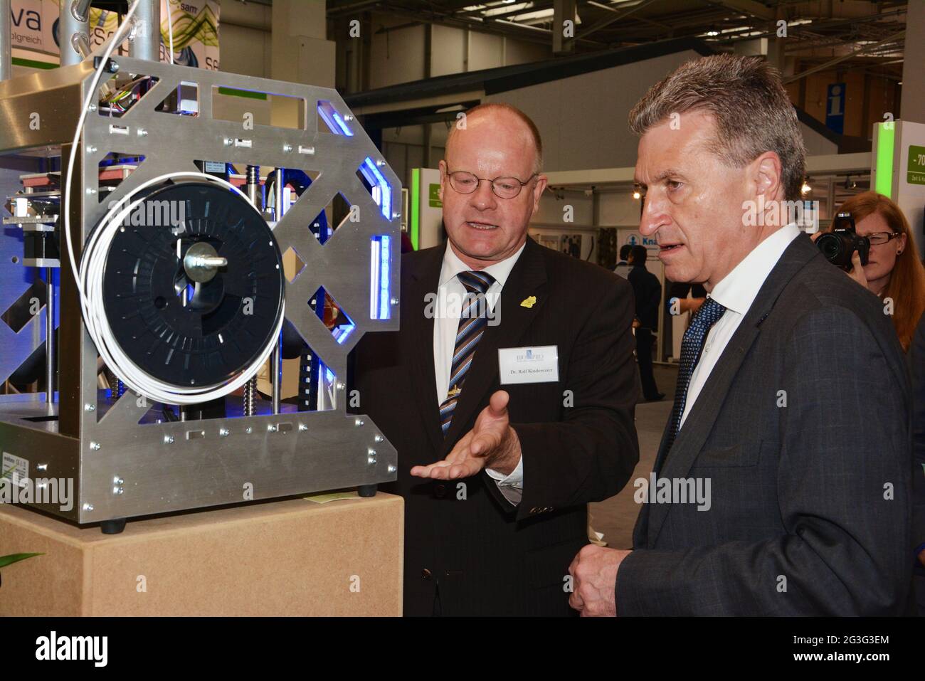EU Energiekommissar GÃ¼nther Oettinger auf der Hannover-Messe Industrie Stock Photo