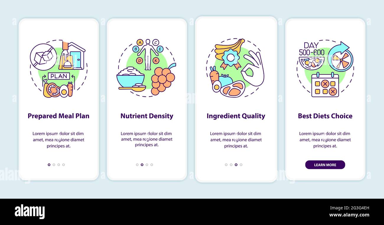 Meal delivery for diabetics onboarding mobile app page screen Stock ...