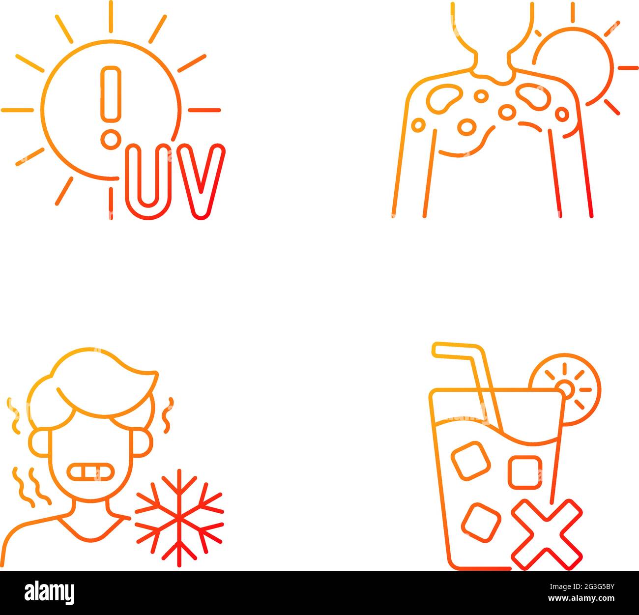 Sunburn risk gradient linear vector icons set Stock Vector Image & Art -  Alamy