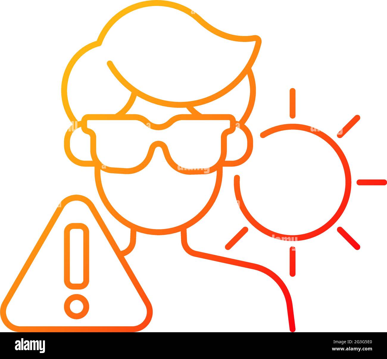 Overexposure to sun gradient linear vector icon Stock Vector