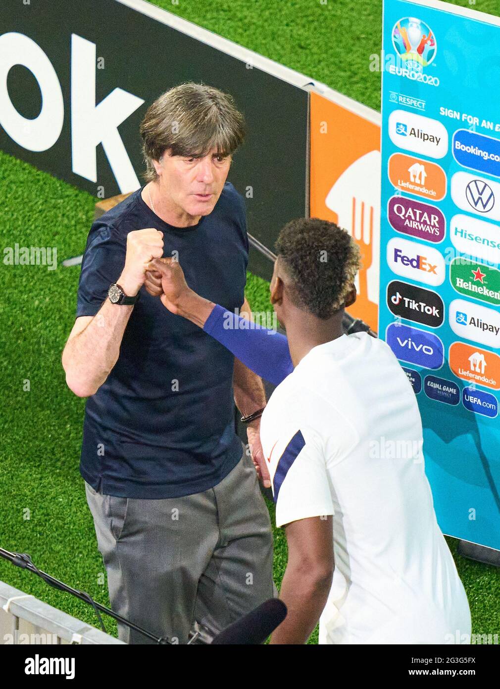 DFB headcoach Joachim Jogi LOEW, LÖW , Bundestrainer, Nationaltrainer, Tv interview ARD, Paul POGBA, FRA 6  in the Group F match FRANCE - GERMANY  1-0 at the football UEFA European Championships 2020 in Season 2020/2021 on June 15, 2021  in Munich, Germany. © Peter Schatz / Alamy Live News Stock Photo