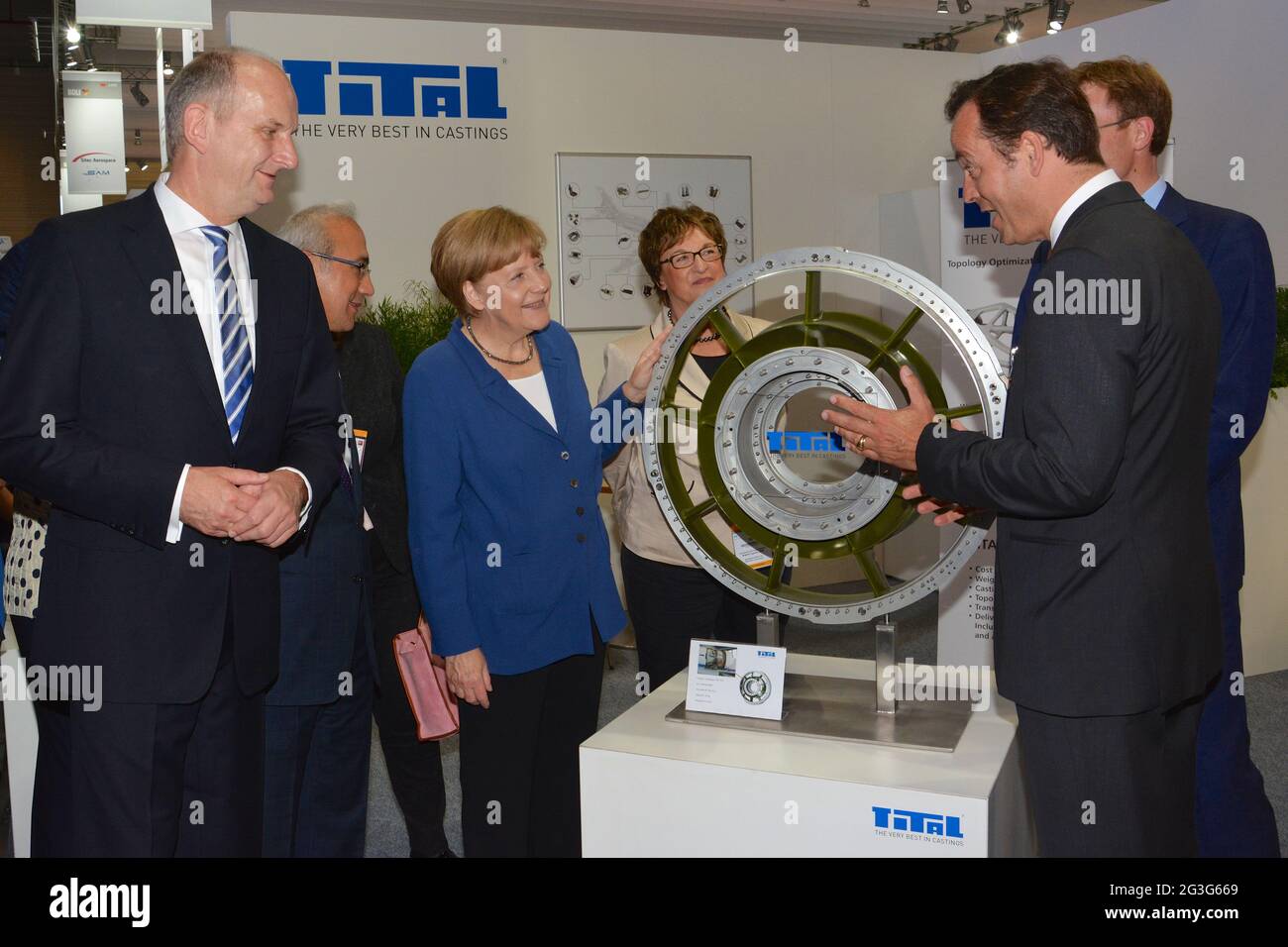 Chancellor Angela Merkel at Berlin Air-Show ILA Stock Photo