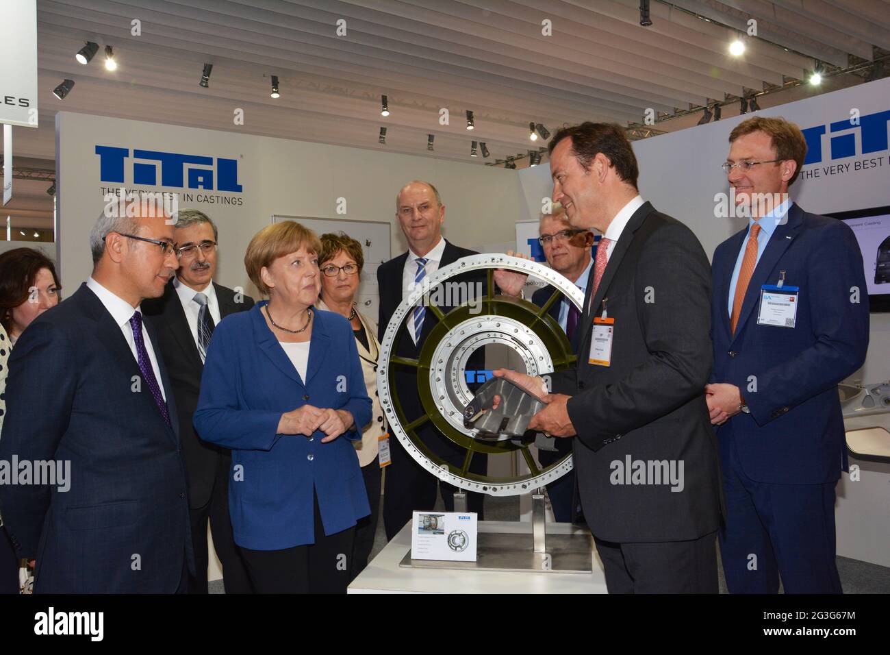 Chancellor Angela Merkel at Berlin Air-Show ILA Stock Photo