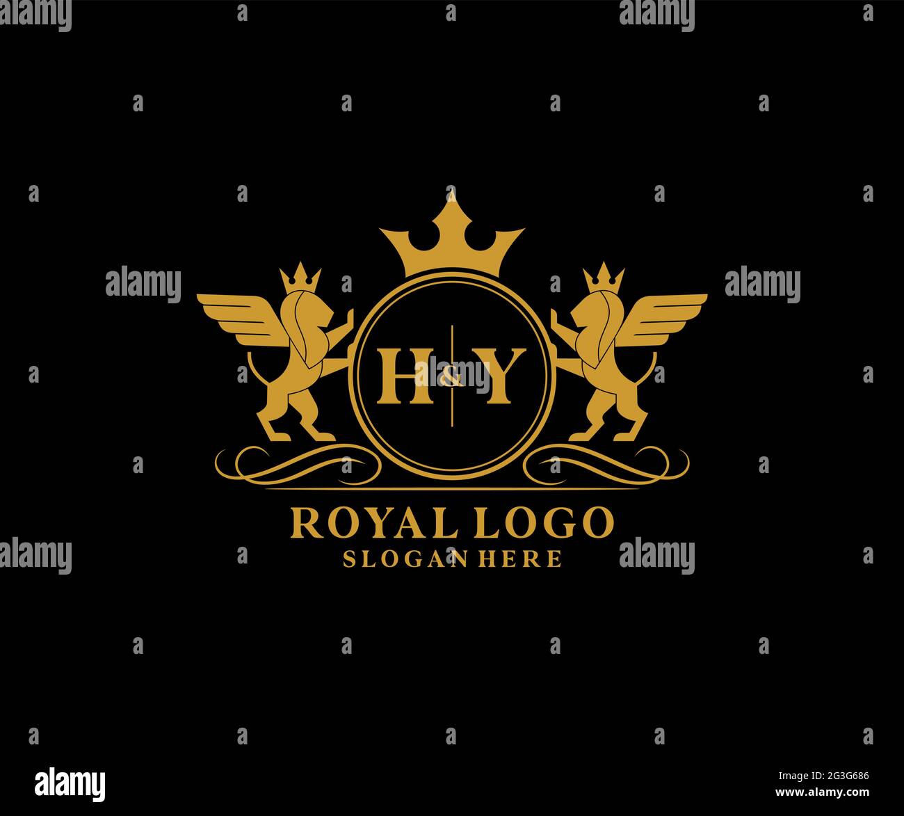HY Letter Lion Royal Luxury Heraldic,Crest Logo template in vector art ...